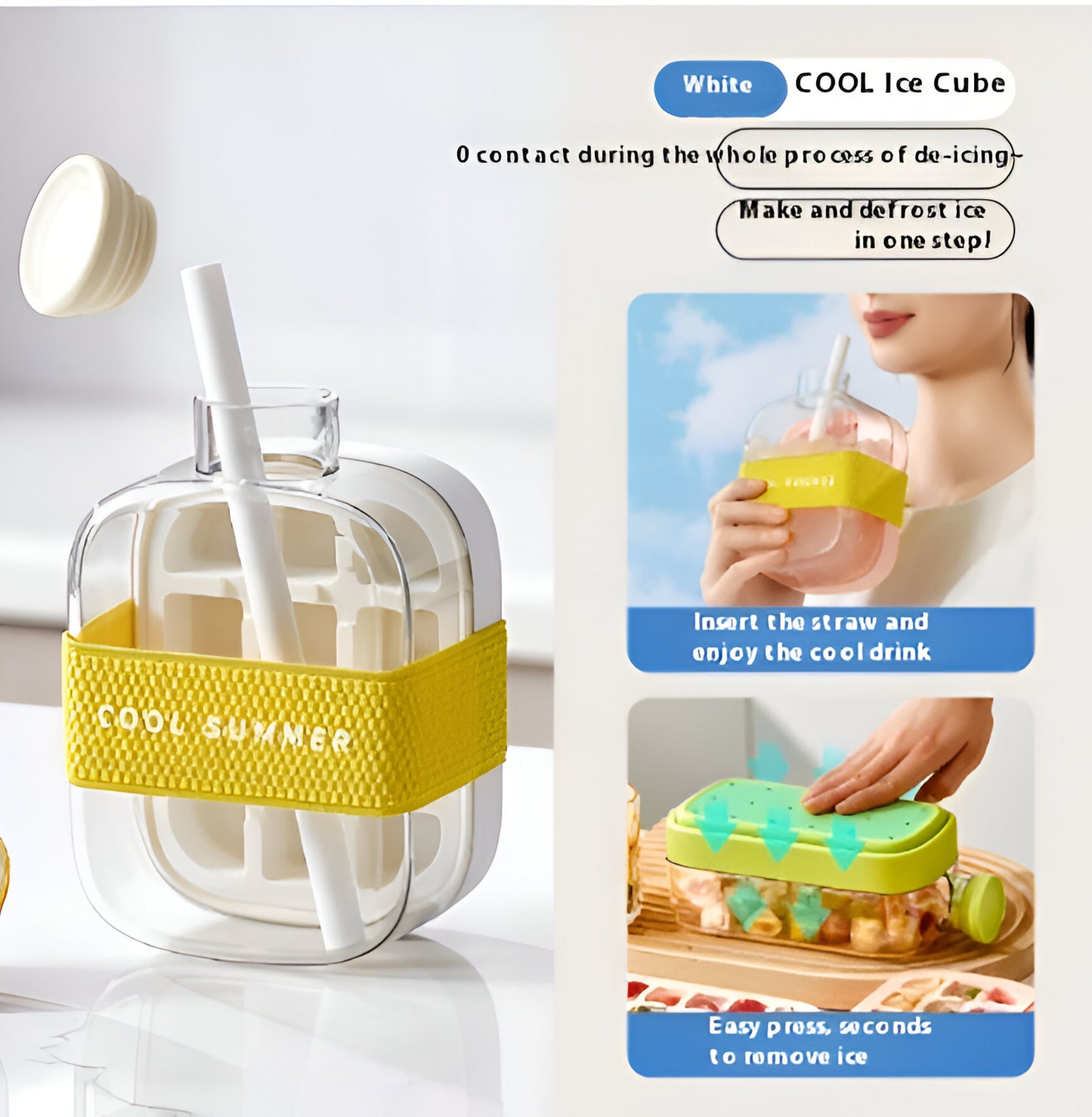One-Click Ice Cooling Cup – Slush Maker with Straw