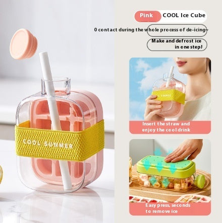 One-Click Ice Cooling Cup – Slush Maker with Straw