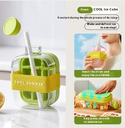 One-Click Ice Cooling Cup – Slush Maker with Straw